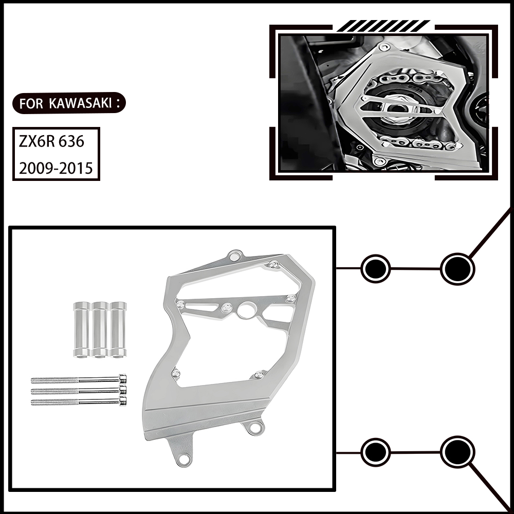 Motorcycle Gear Essentials - Kawasaki ZX-6R 636 09-15 オートバイフロントスプロケットチェーンガードギアカバーに適しています -