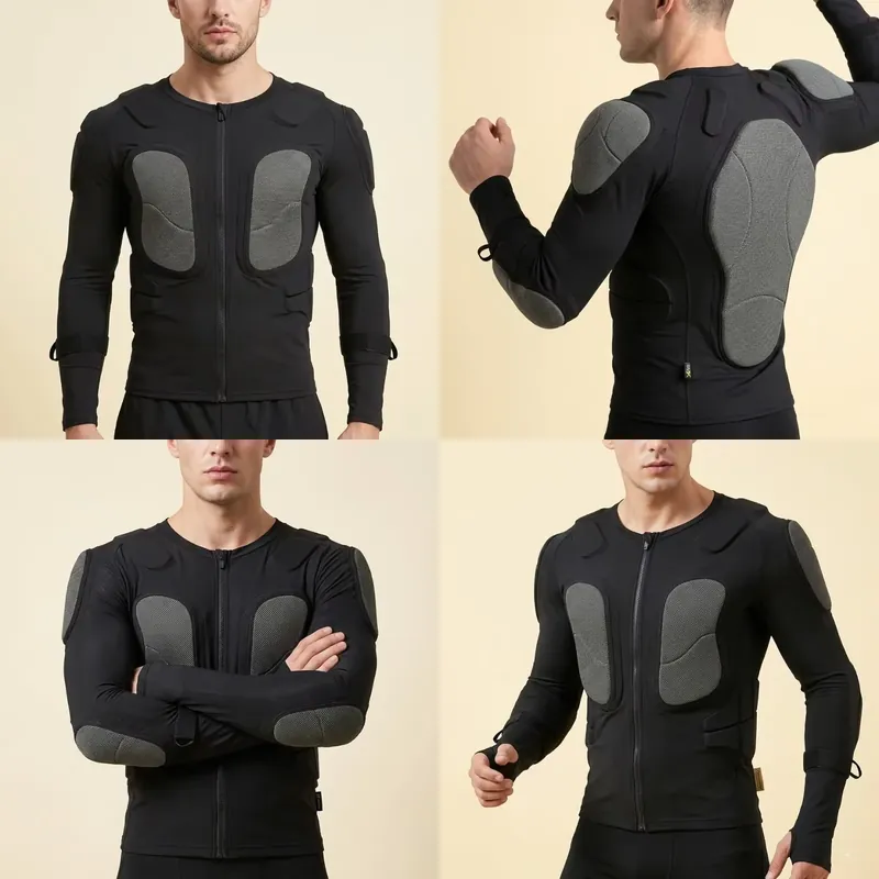 Motorcycle Gear Wholesale - 通気性のある卸売コンプレッションスポーツ保護ギア、男性用パッド入りシャツ、スノーボード、スキー、スケート、オートバイ用ボディアーマー