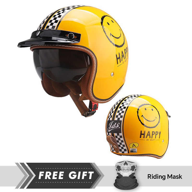 オープンフェイスバイクヘルメット,ブラックレンズ,安全ヘルメ - Motorcycle Gear In Store のレビューと価格
