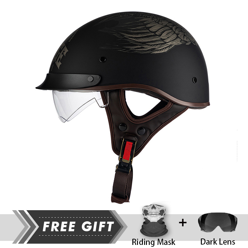 男性と女性のためのオートバイのハーフフェイスヘルメット,通気 - Motorcycle Gear In Store のレビューと価格