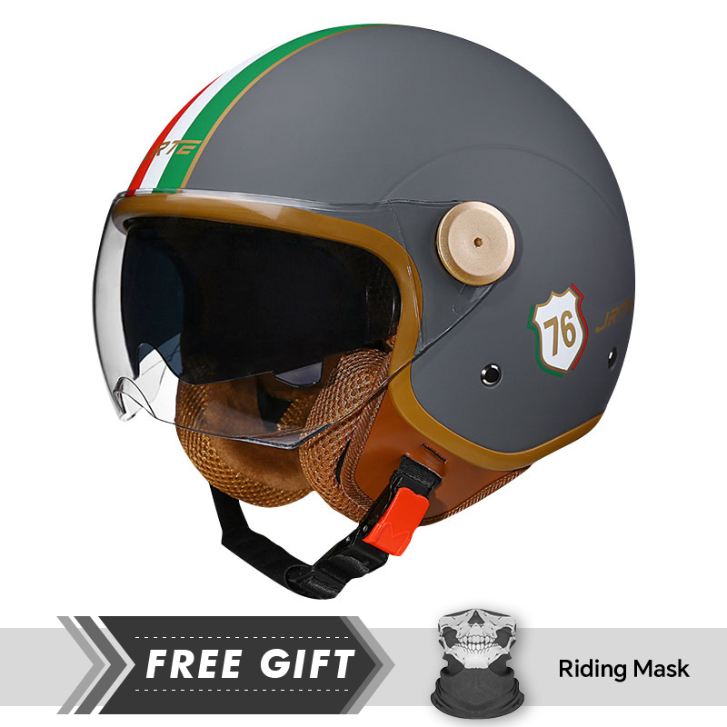 ダブルレンズオープンフェイスオートバイヘルメットDOT EC - Motorcycle Gear In Store のレビューと価格