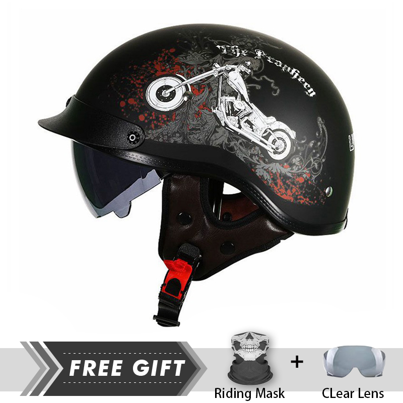 男性と女性のための軽量ハーフフェイスヘルメット,承認されたド - Motorcycle Gear In Store のレビューと価格
