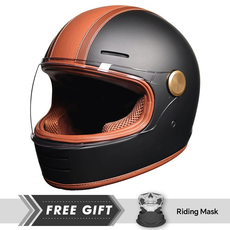 ヴィンテージフルフェイスオートバイヘルメットレザーモトフルヘ - Motorcycle Gear In Store のレビューと価格