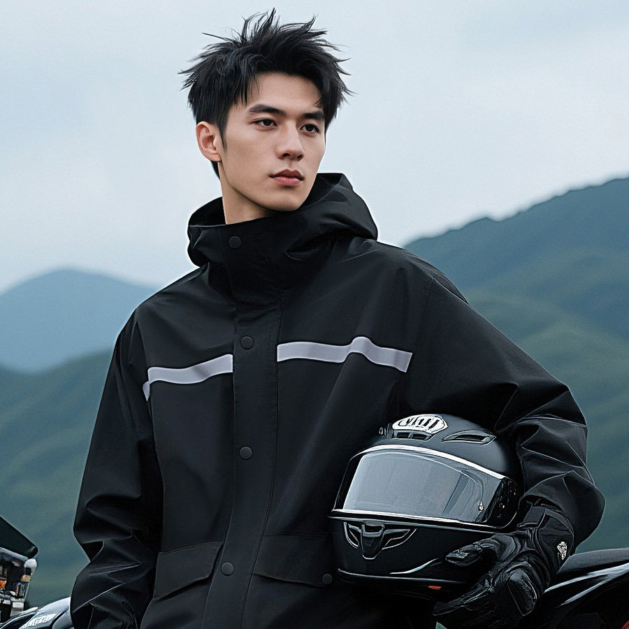 反射ストリップ付き防水分割レインスーツ、フード付きレインコー - Motorcycle Gear Cycle のレビューと価格