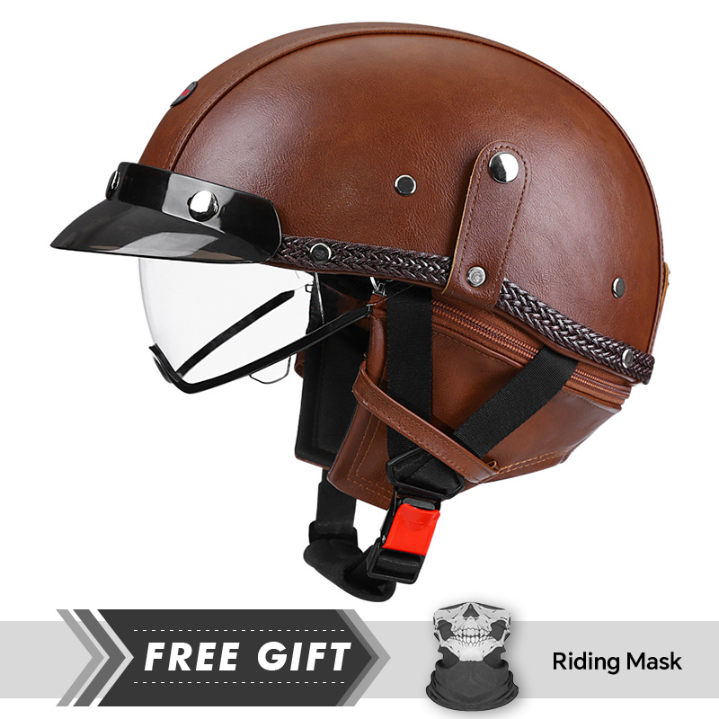 大人用レトロハーフヘルメットDOT規格適合オートバイヘルメッ - Motorcycle Gear In Store のレビューと価格